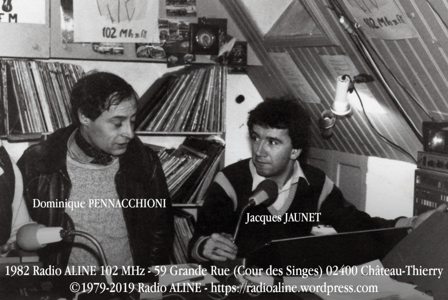 Radio ALINE 102 MHz 1982 (Dominique Pennachionni et Jacques Jaunet) ©Jacques Jaunet